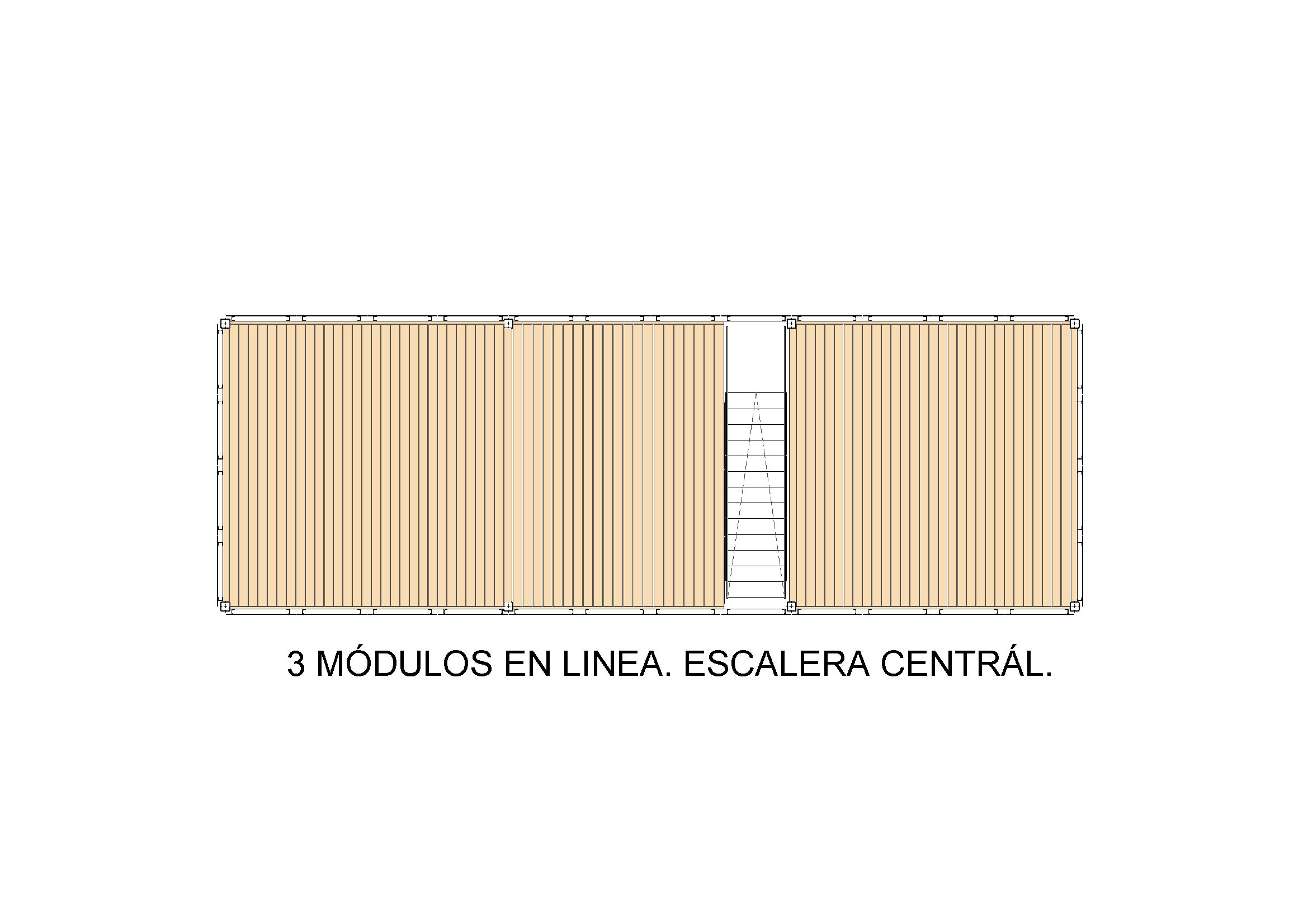 Modelo estructura horizontal escalera central